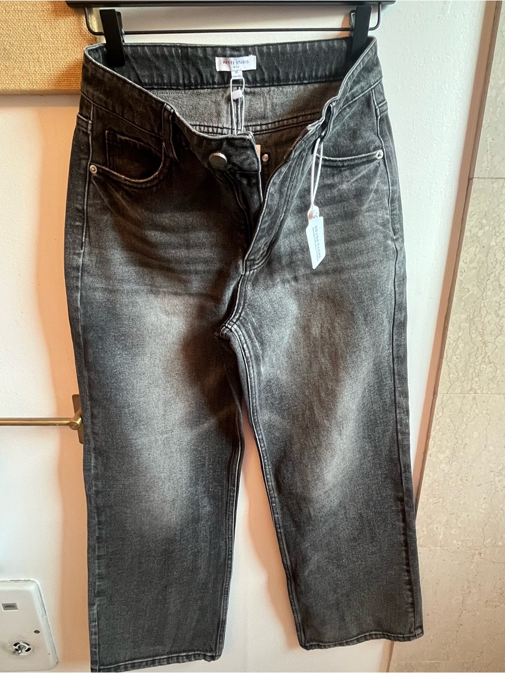 Petite Studio Cayden Mid Rise Straight Leg Jeans Charcoal